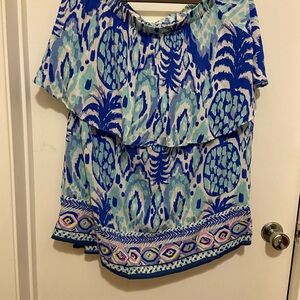 Lilly Pulitzer Tropical Call Me Engineered strapless dress skirt Sz Lg